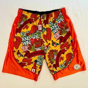 Flow Society Hot Wings Lacrosse Shorts Boys Medium Spicy Chicken Orange Summer